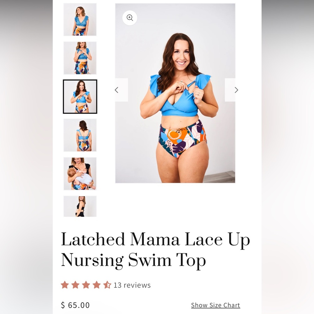 Latched Mama Lace Up Nursing Swim Top